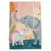 Elephant Mom and Baby ミディアムペーパーバッグ (裏面)