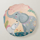 Elephant Mom and Baby ラウンドクッション (裏面)