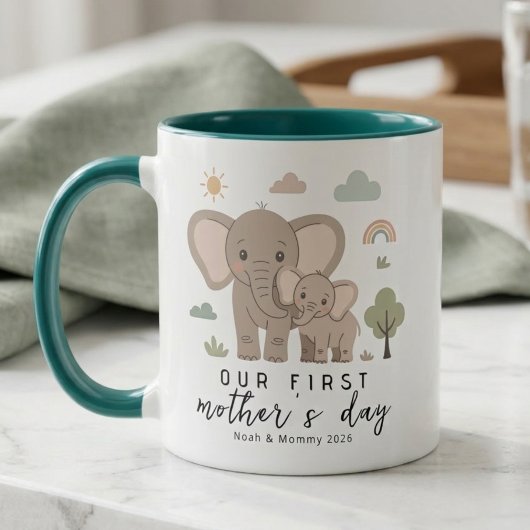 Elephant Mom Baby First Mothers Day Design マグカップ