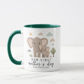 Elephant Mom Baby First Mothers Day Design マグカップ (左)