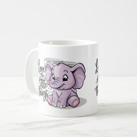 elephant mugs purple cute コーヒーマグカップ (正面左)