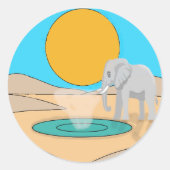 Elephant Nature Scene Birthday Party Favor Sticker ラウンドシール (正面)