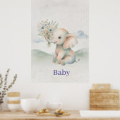 Elephant Nursery Wall Art /Cute Kids Room ポスター (キッチン)