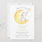 Elephant on Moon Baby Shower Invitation 招待状 (正面)