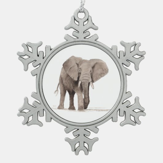 elephant ornament スノーフレークピューターオーナメント (正面)