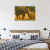 Elephant Pair in Sanctuary Setting キャンバスプリント (インサイチュ (寝室))