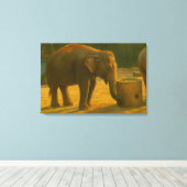 Elephant Pair in Sanctuary Setting キャンバスプリント (インサイチュ (ウッドフロア))