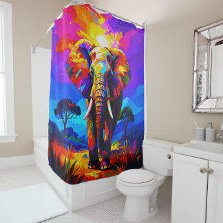 Elephant Palette Daub 001 Shower Curtain シャワーカーテン