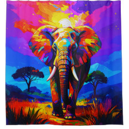 Elephant Palette Daub 001 Shower Curtain シャワーカーテン