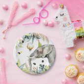 Elephant Party Animals Birthday Zoo Safari ペーパープレート (パーティー)