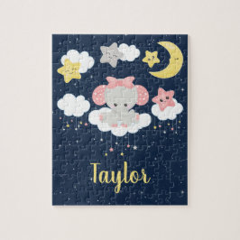 Elephant Pink and Navy ジグソーパズル