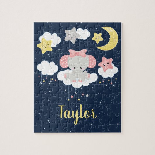 Elephant Pink and Navy ジグソーパズル (縦)