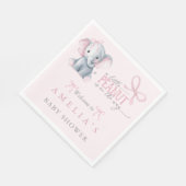 Elephant Pink Bow Baby Girl Shower スタンダードランチョンナプキン (角)