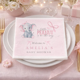 Elephant Pink Bow Baby Girl Shower スタンダードランチョンナプキン