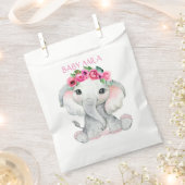 Elephant pink girl baby shower favor フェイバーバッグ (クリップ留めされた状態)