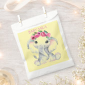Elephant pink girl baby shower favor フェイバーバッグ (クリップ留めされた状態)