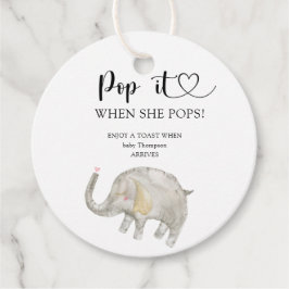 Elephant Pop it when she pops ベビーシャワー フェイバータグ