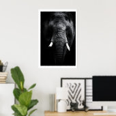 Elephant Portrait Print, Black and White, Tusks ポスター (ホームオフィス)