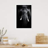 Elephant Portrait Print, Black and White, Tusks ポスター (キッチン)
