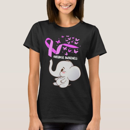 Elephant Purpleln Balloons Overdose Awareness Supp Tシャツ (正面)
