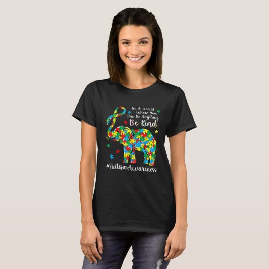 Elephant Puzzle Piece Autism Awareness Month For K Tシャツ (正面フル)