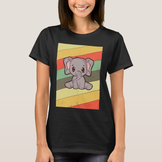 Elephant Retro Vintage Zoo Animal Zookeeper Tシャツ (正面)