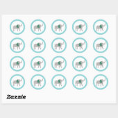 Elephant Round Favor Sticker Bright Zoo Jungle ラウンドシール (シート)