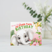 Elephant Safari Birthday Postcard ポストカード (スタンド正面)