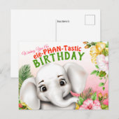 Elephant Safari Birthday Postcard ポストカード (正面/裏面)