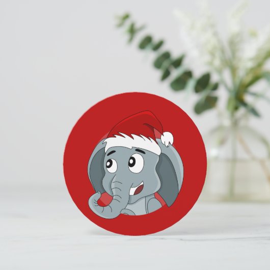 Elephant Santa Christmas Party print invitation 招待状 (スタンド正面)