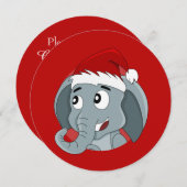 Elephant Santa Christmas Party print invitation 招待状 (正面/裏面)