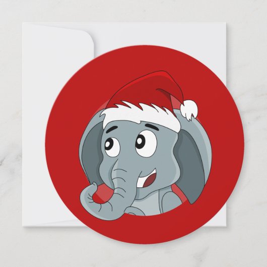 Elephant Santa Christmas Party print invitation 招待状 (正面)