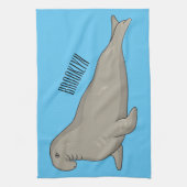 Elephant seal cartoon illustration キッチンタオル (縦)