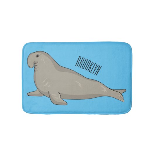 Elephant seal cartoon illustration バスマット (正面)