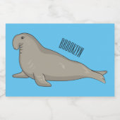 Elephant seal cartoon illustration フードラベル (シングルラベル)