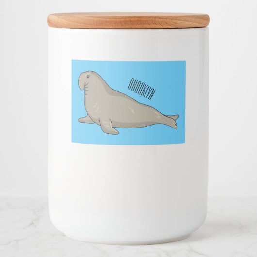 Elephant seal cartoon illustration フードラベル (正面)