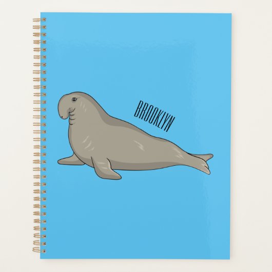 Elephant seal cartoon illustration プランナー手帳 (正面)