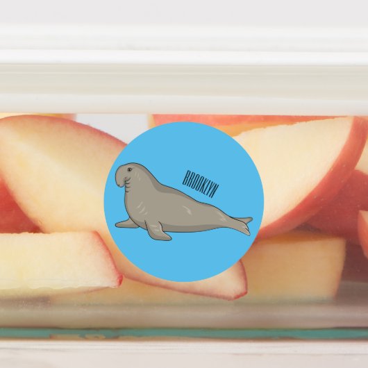 Elephant seal cartoon illustration  ラベル (貼付)