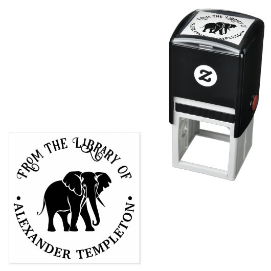 Elephant Silhouette Library Book Name #2 セルフインキングスタンプ (インサイチュ)