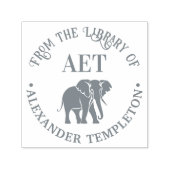 Elephant Silhouette Library Book Name Initials #2 セルフインキングスタンプ (デザイン)