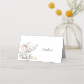 Elephant Themed Baby Shower Place Cards プレイスカード (正面)