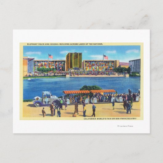 Elephant Train and Federal Bldg, CA Worlds Fair ポストカード (正面)