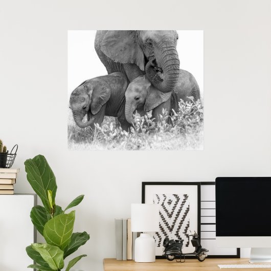 Elephant & Two Calves | Samburu ポスター (ホームオフィス)