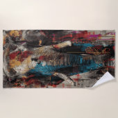 Elephant Urban Street Art Portrait ビーチタオル (正面)