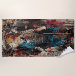 Elephant Urban Street Art Portrait ビーチタオル