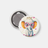 Elephant Valentine's Day Heart Badge Kids School  マグネット (正面/裏面)