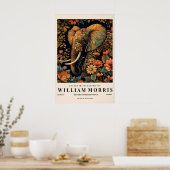 Elephant wall art, William Morris print, Dark ポスター (キッチン)