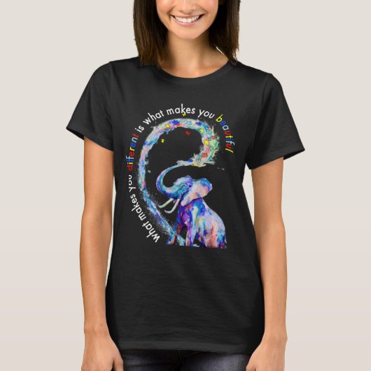 Elephant What Makes You Different Autism Awareness Tシャツ (正面)