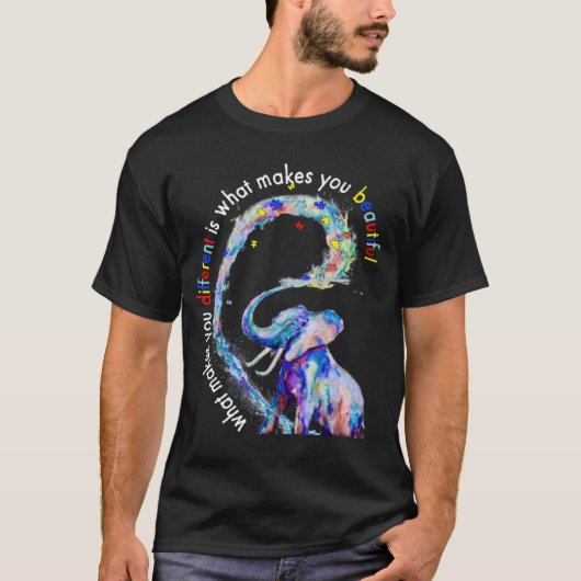 Elephant What Makes You Different Autism Awareness Tシャツ (正面)