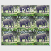 Elephant Wild One Birthday Pattern Art ラッピングペーパー (フラット)